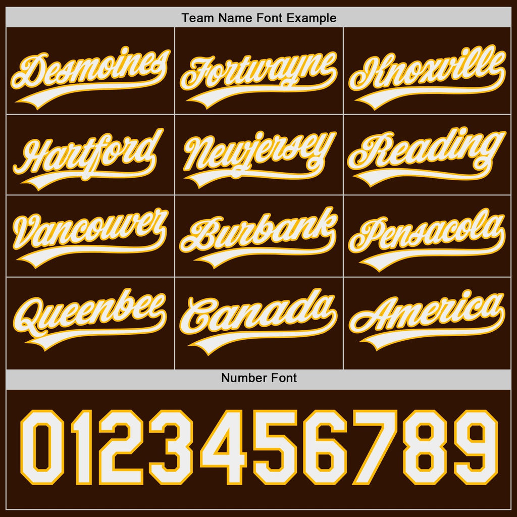 Custom Brown White-Gold Reversible Button-Down Baseball Jersey photo 5