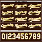 Custom Brown White-Gold Reversible Button-Down Baseball Jersey photo 5