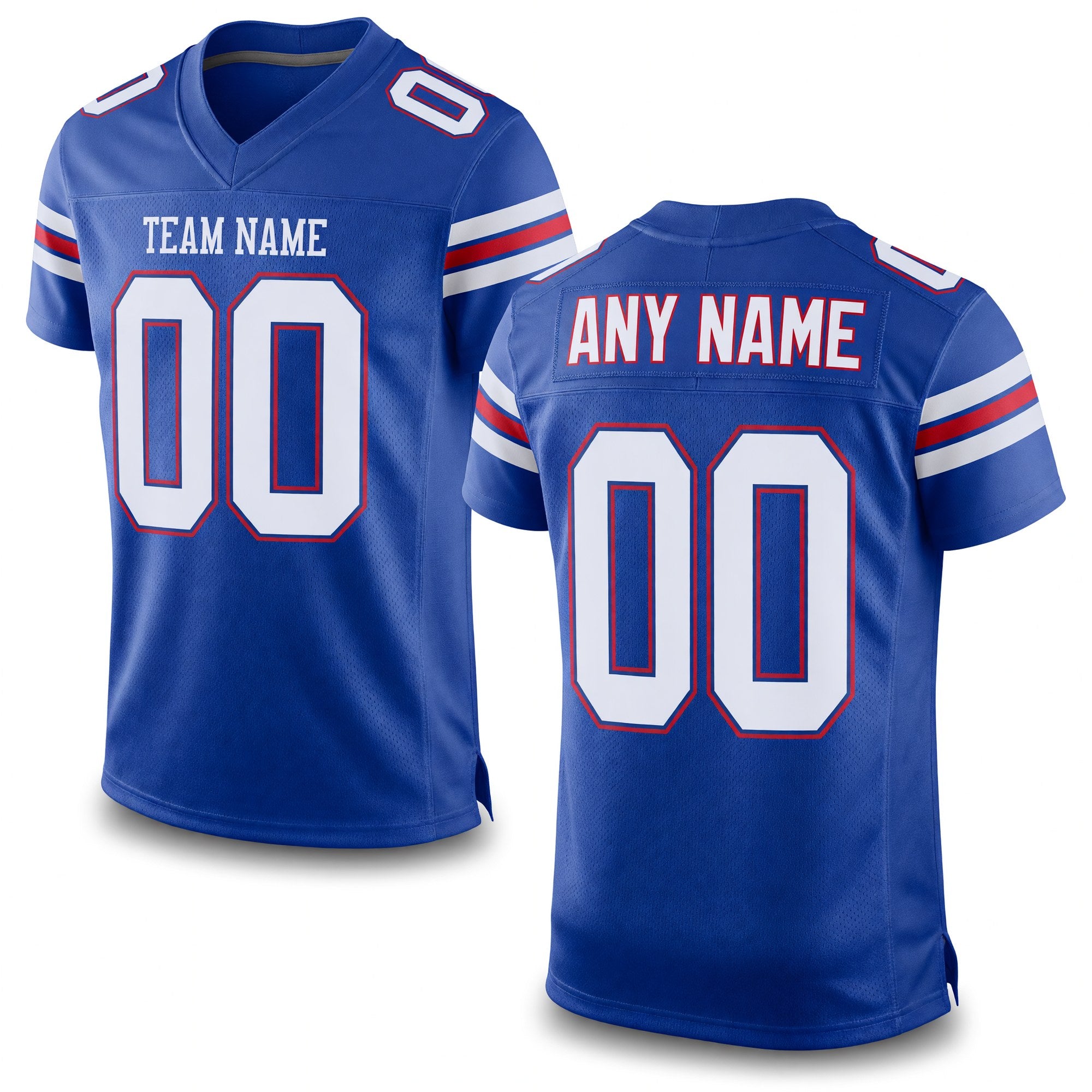 Custom Royal White-Red Mesh Authentic Football Jersey