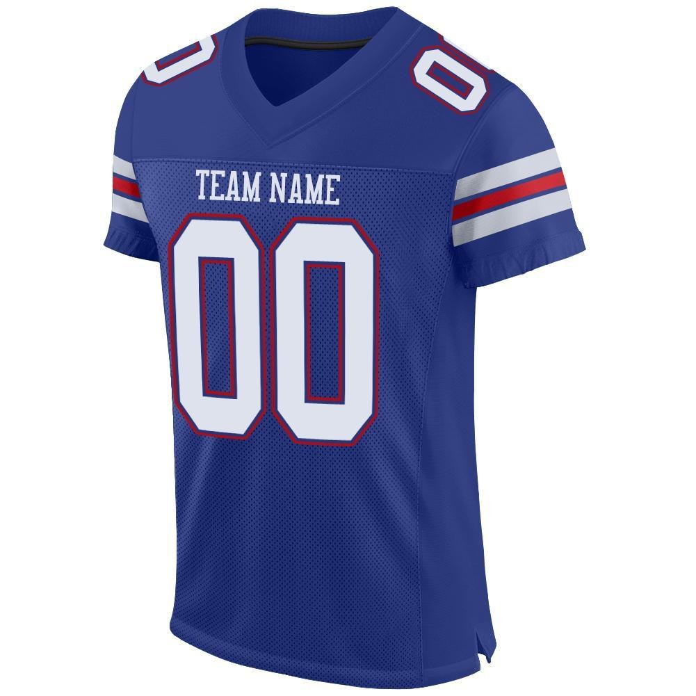 Custom Royal White-Red Mesh Authentic Football Jersey photo 2