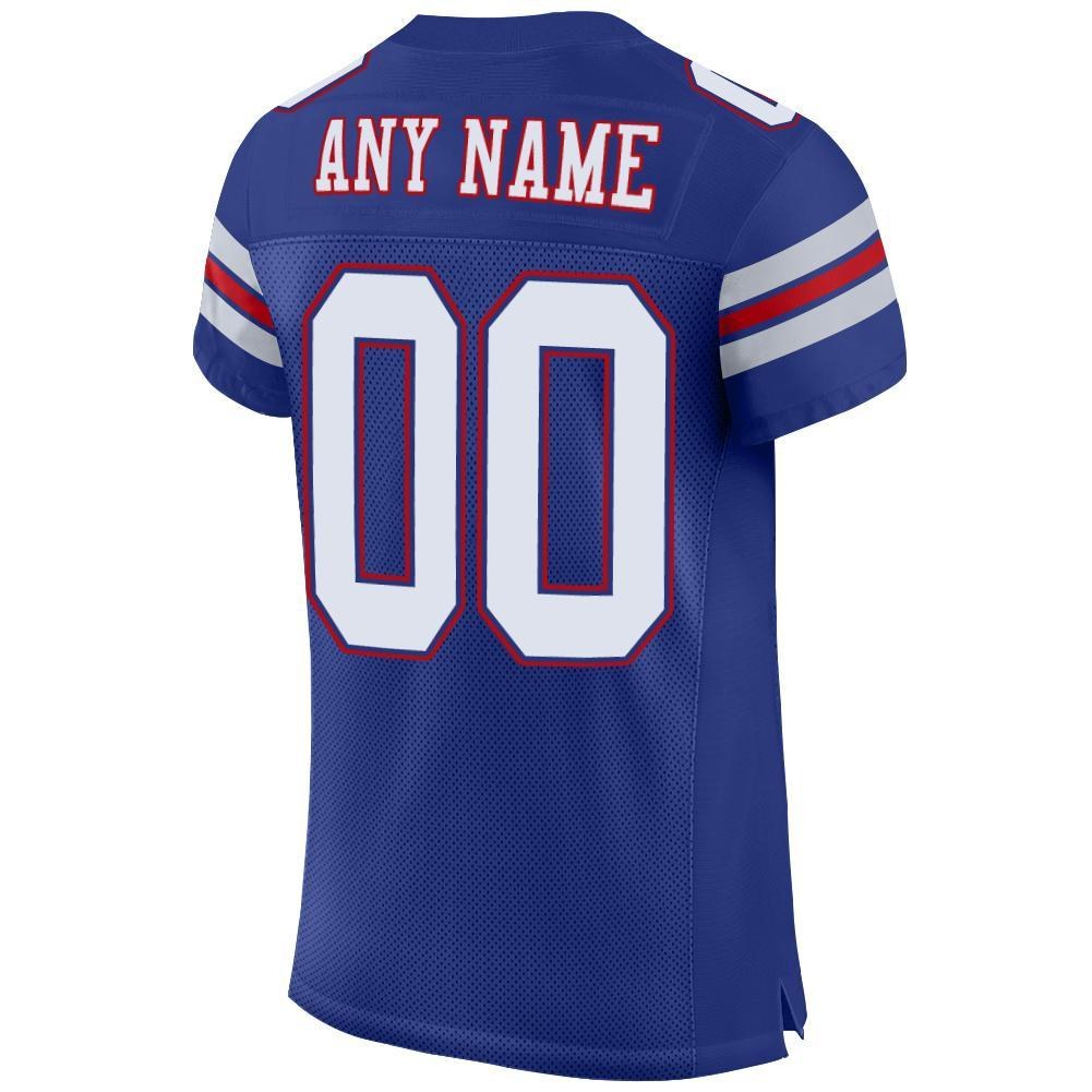 Custom Royal White-Red Mesh Authentic Football Jersey photo 3