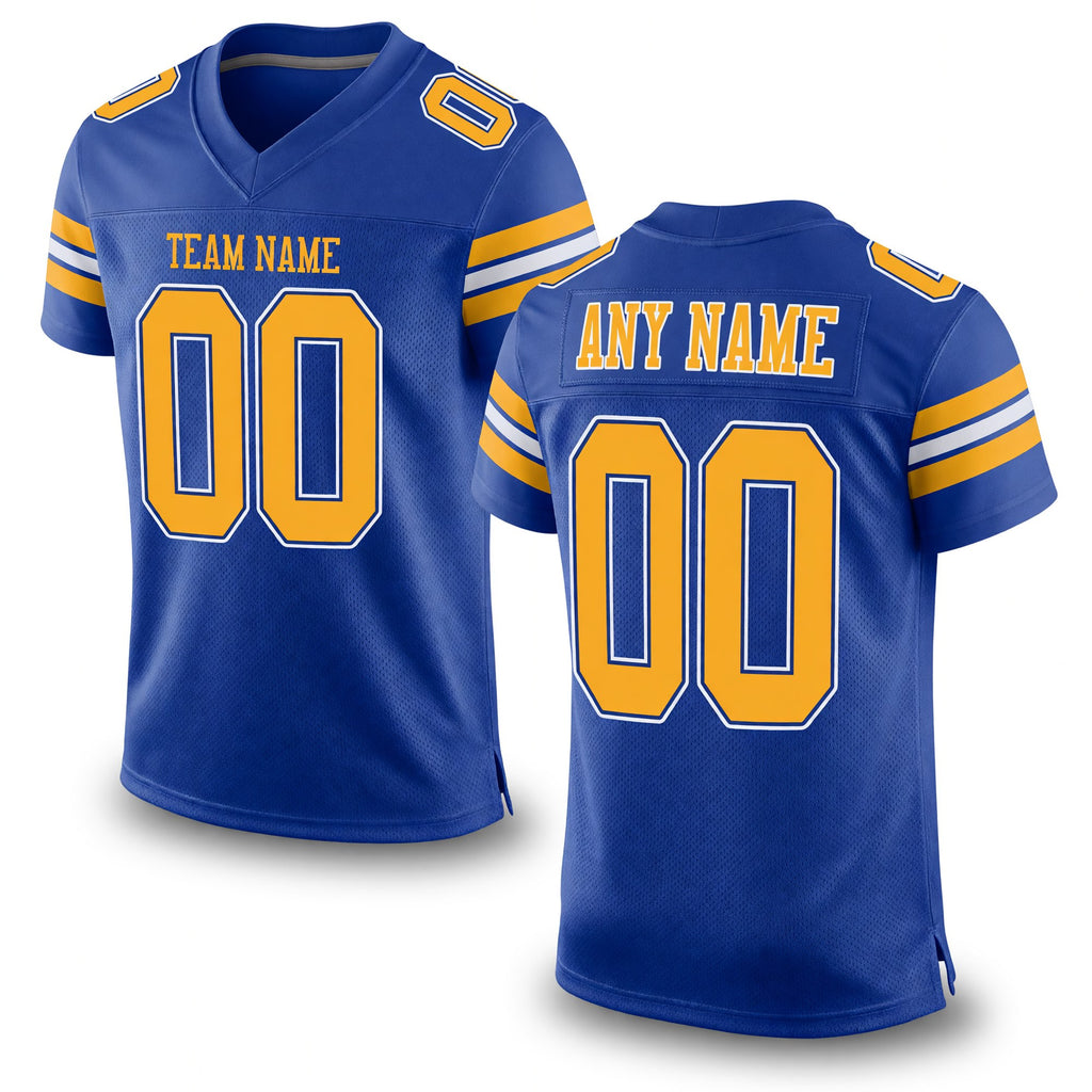 Custom Royal Gold-White Mesh Authentic Football Jersey
