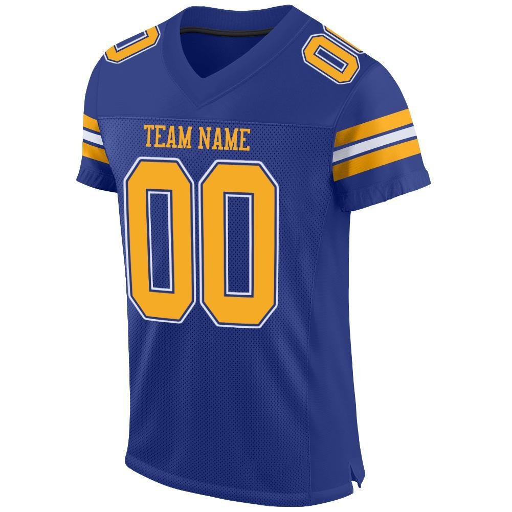 Custom Royal Gold-White Mesh Authentic Football Jersey photo 2
