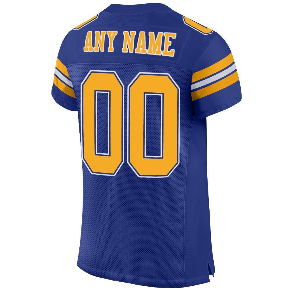 Custom Royal Gold-White Mesh Authentic Football Jersey photo 3