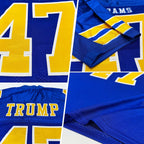 Custom Royal Gold-White Mesh Authentic Football Jersey photo 2