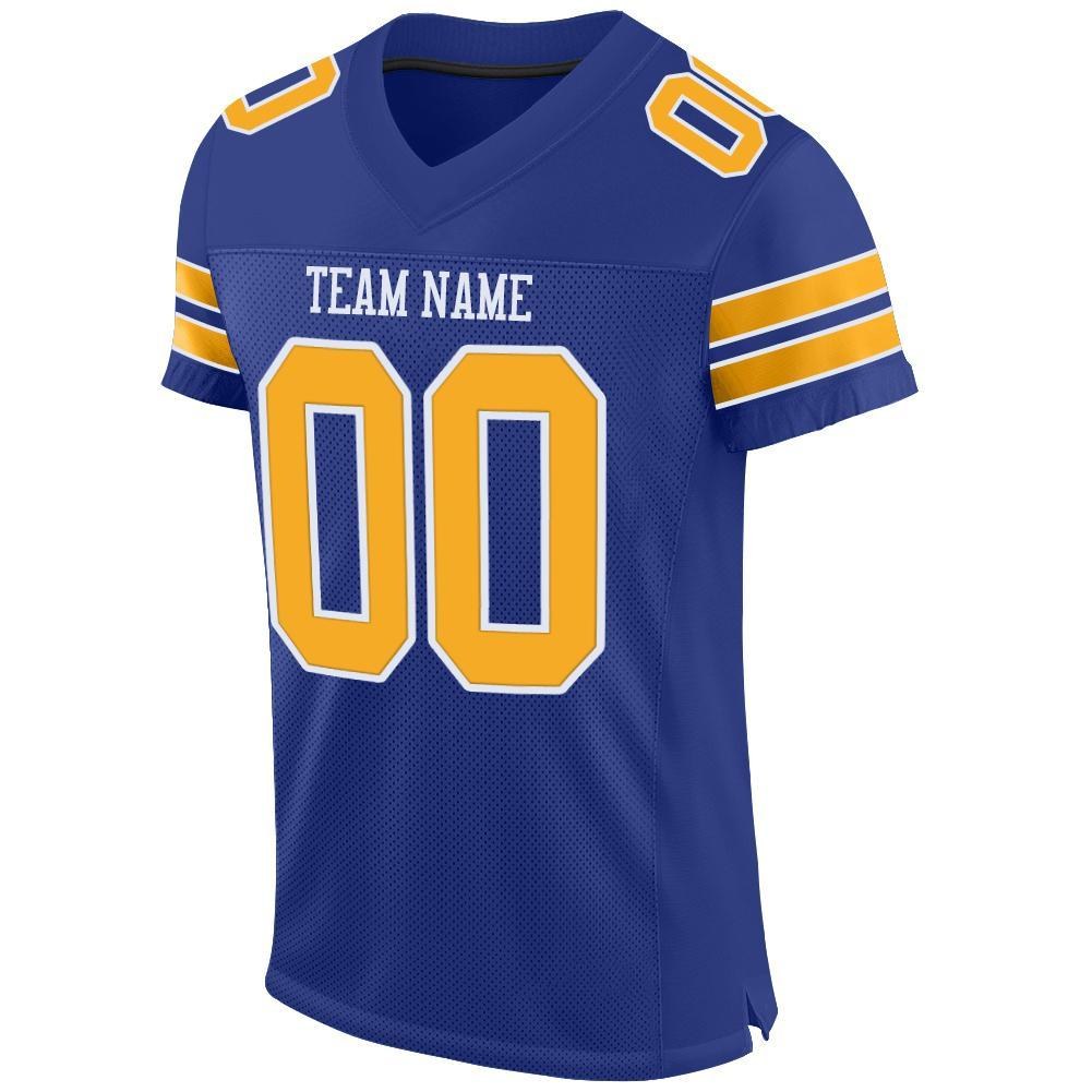 Custom Royal Gold-White Mesh Authentic Football Jersey photo 3