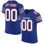 Custom Royal White-Red Mesh Authentic Football Jersey photo 1