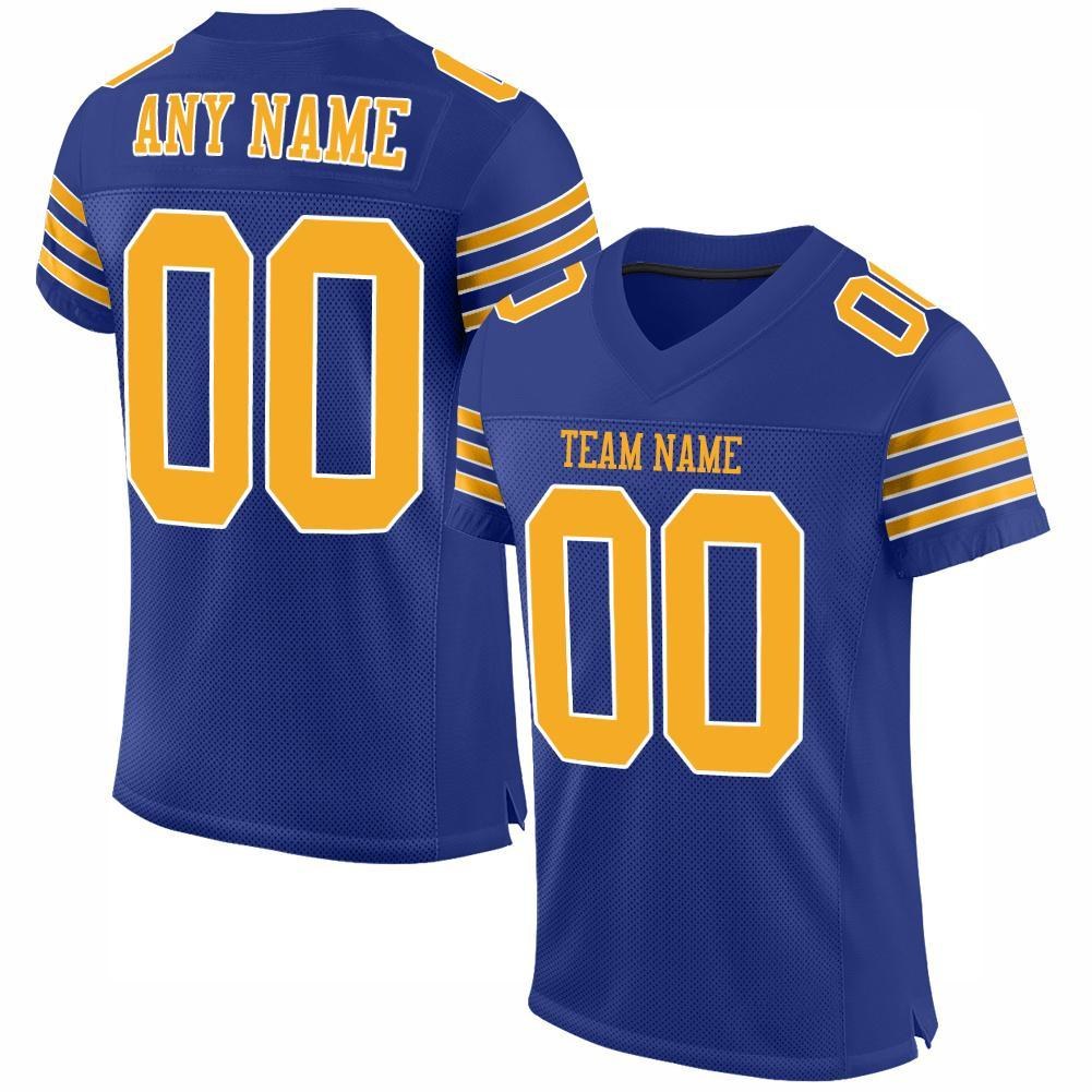 Custom Royal Gold-White Mesh Authentic Football Jersey photo 1