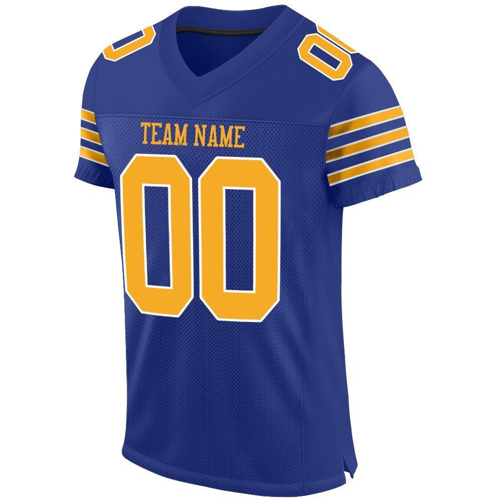 Custom Royal Gold-White Mesh Authentic Football Jersey photo 2