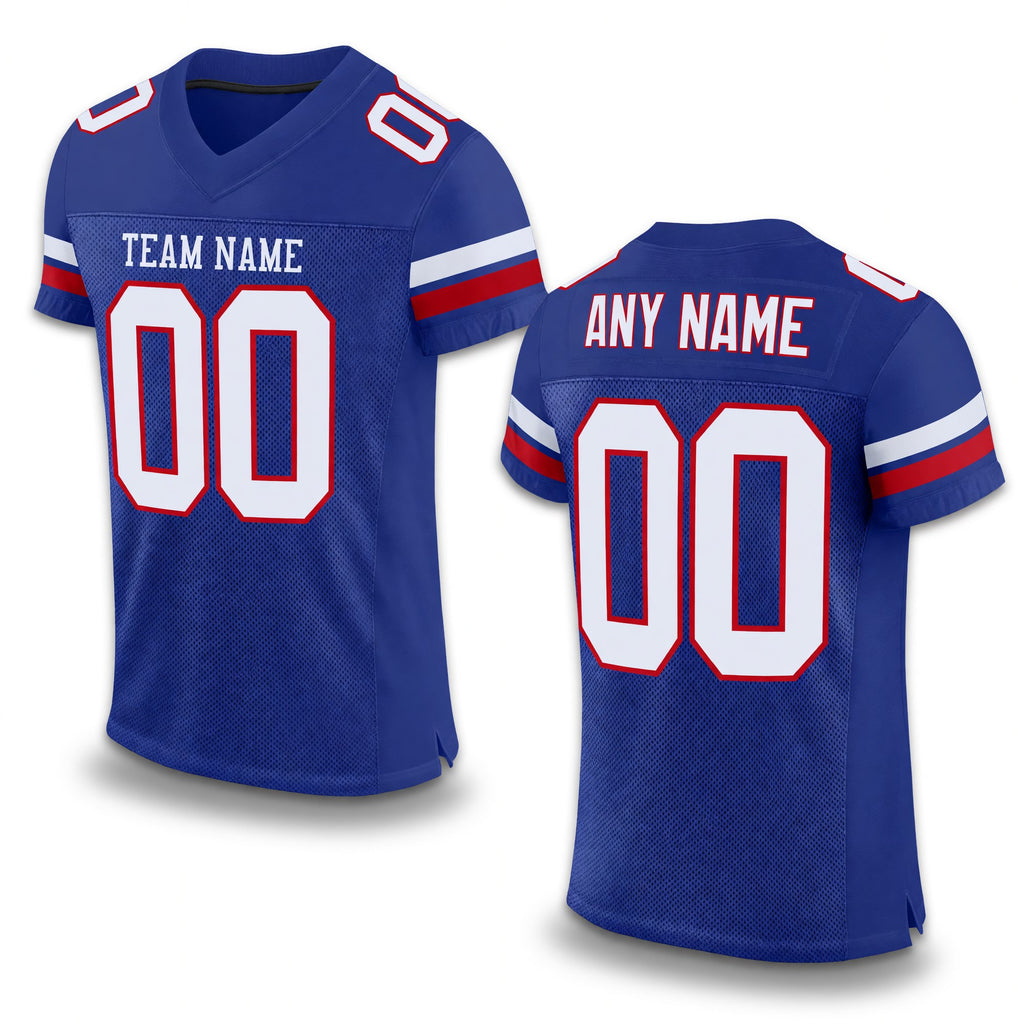 Custom Royal White-Red Mesh Authentic Football Jersey