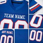 Custom Royal White-Red Mesh Authentic Football Jersey detail