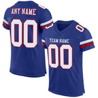 Custom Royal White-Red Mesh Authentic Football Jersey photo 1