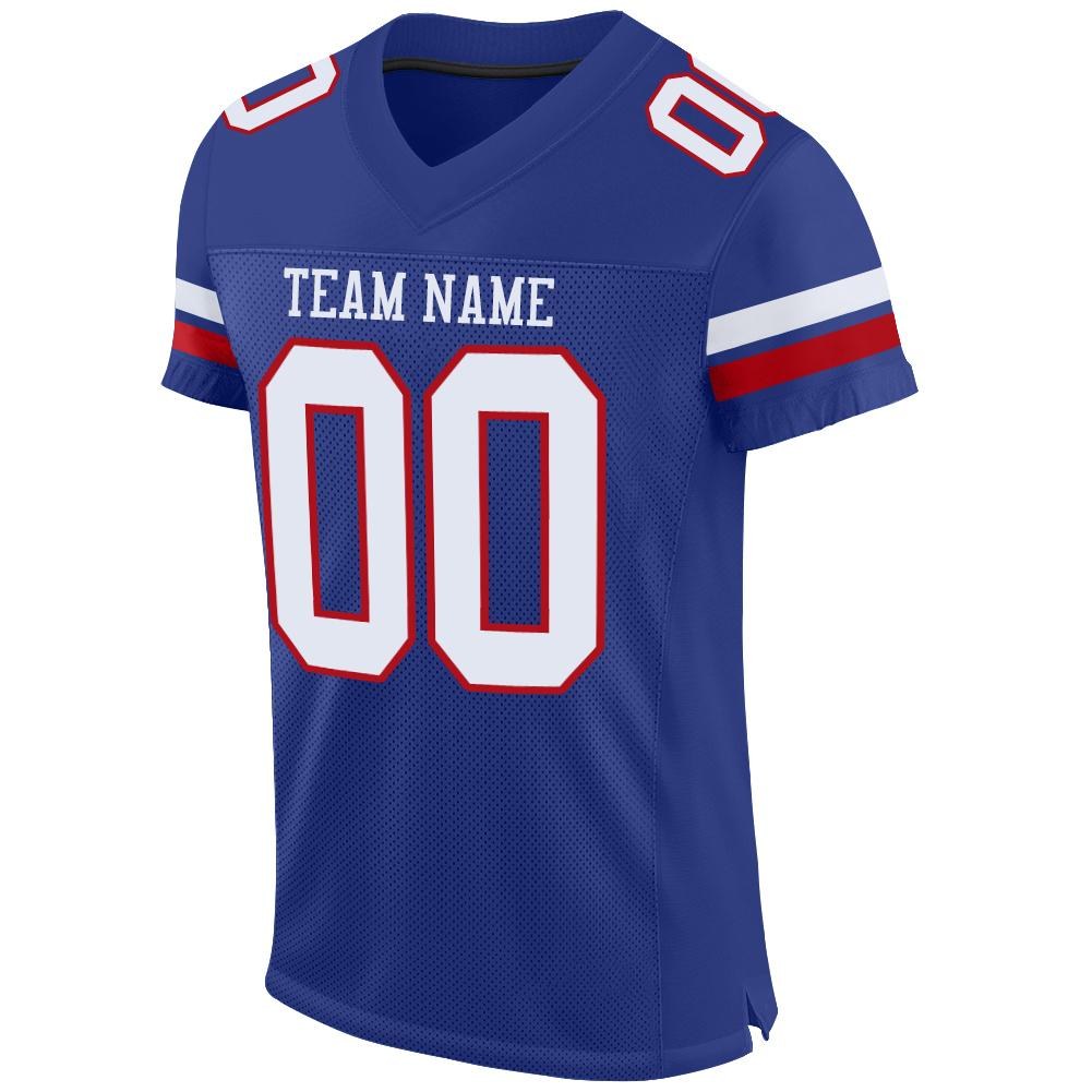 Custom Royal White-Red Mesh Authentic Football Jersey photo 2