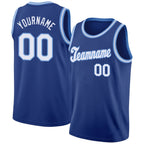 Custom Royal White-Light Blue Round Neck Rib-Knit Basketball Jersey photo 1