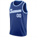 Custom Royal White-Light Blue Round Neck Rib-Knit Basketball Jersey photo 5
