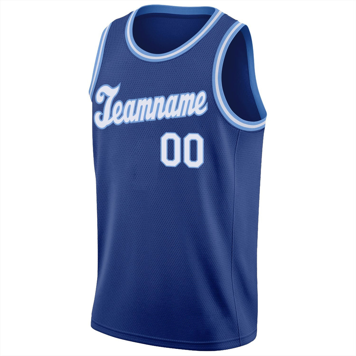 Custom Royal White-Light Blue Round Neck Rib-Knit Basketball Jersey photo 5
