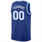Custom Royal White-Light Blue Round Neck Rib-Knit Basketball Jersey photo 6