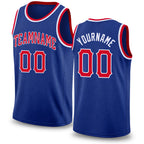 Custom Royal Red-White Round Neck Rib-Knit Basketball Jersey