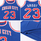 Custom Royal Red-White Round Neck Rib-Knit Basketball Jersey photo 4