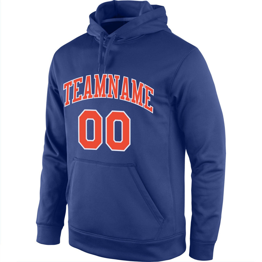 Custom Stitched Royal Orange-White Sports Pullover Sweatshirt Hoodie photo 2