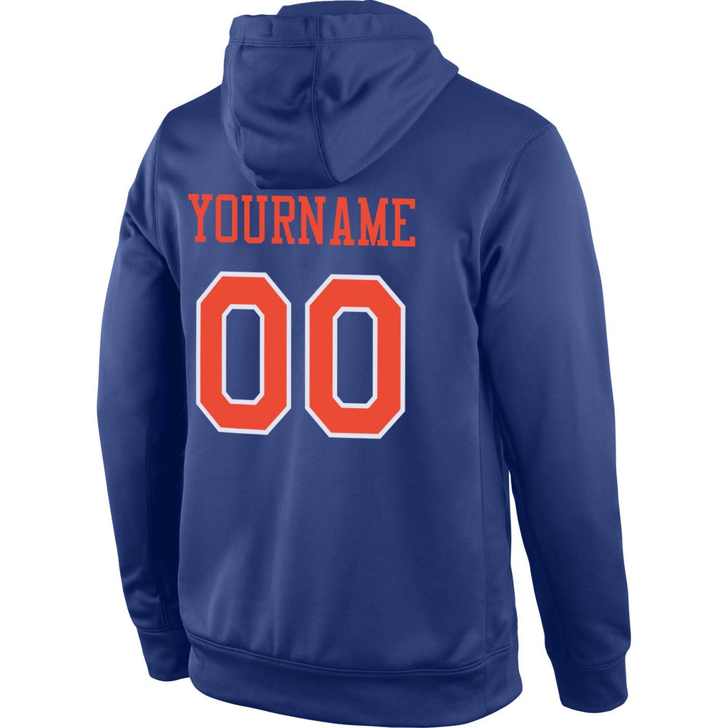 Custom Stitched Royal Orange-White Sports Pullover Sweatshirt Hoodie photo 3