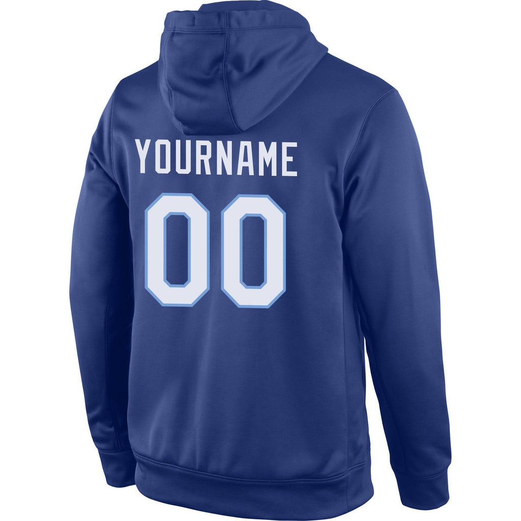 Custom Stitched Royal White-Light Blue Sports Pullover Sweatshirt Hoodie photo 3