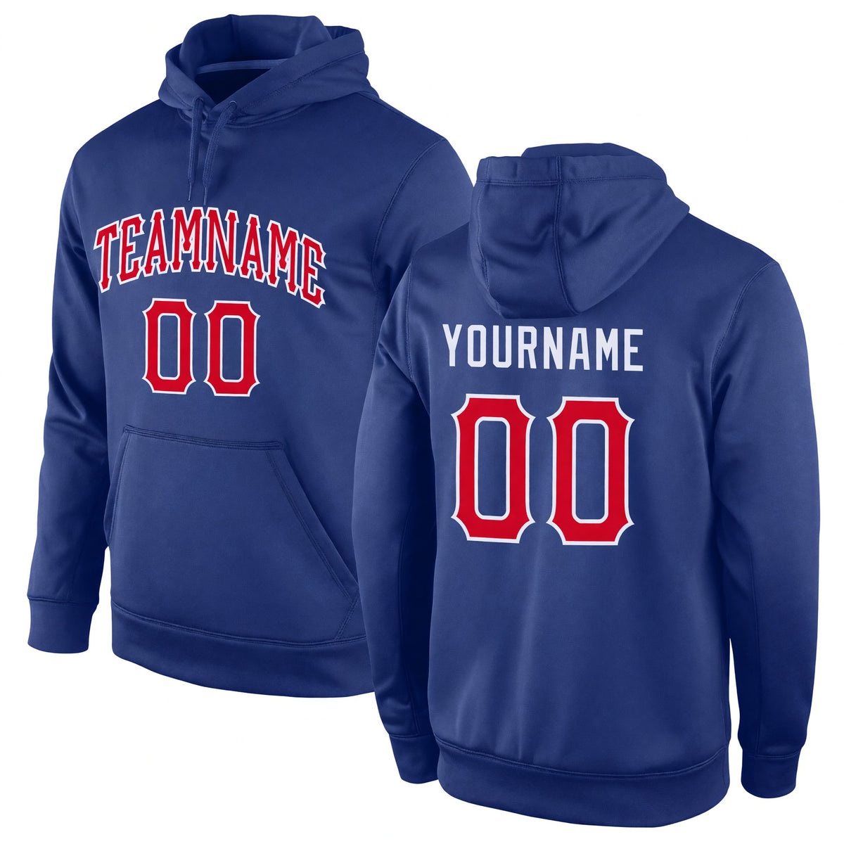 Custom Stitched Royal Red-White Sports Pullover Sweatshirt Hoodie