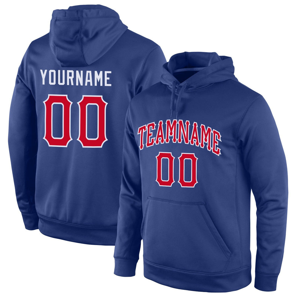 Custom Stitched Royal Red-White Sports Pullover Sweatshirt Hoodie photo 1