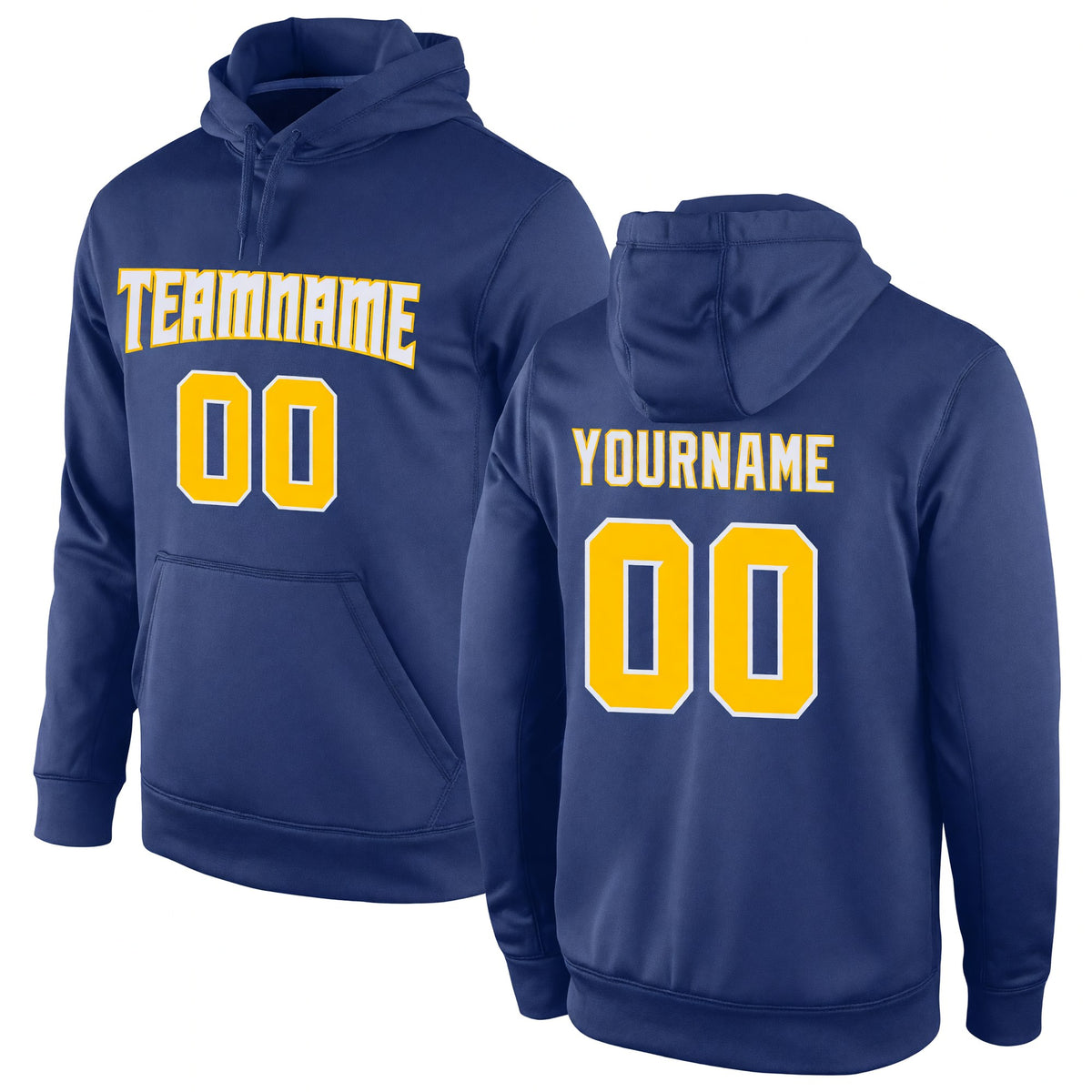 Custom Stitched Royal Gold-White Sports Pullover Sweatshirt Hoodie