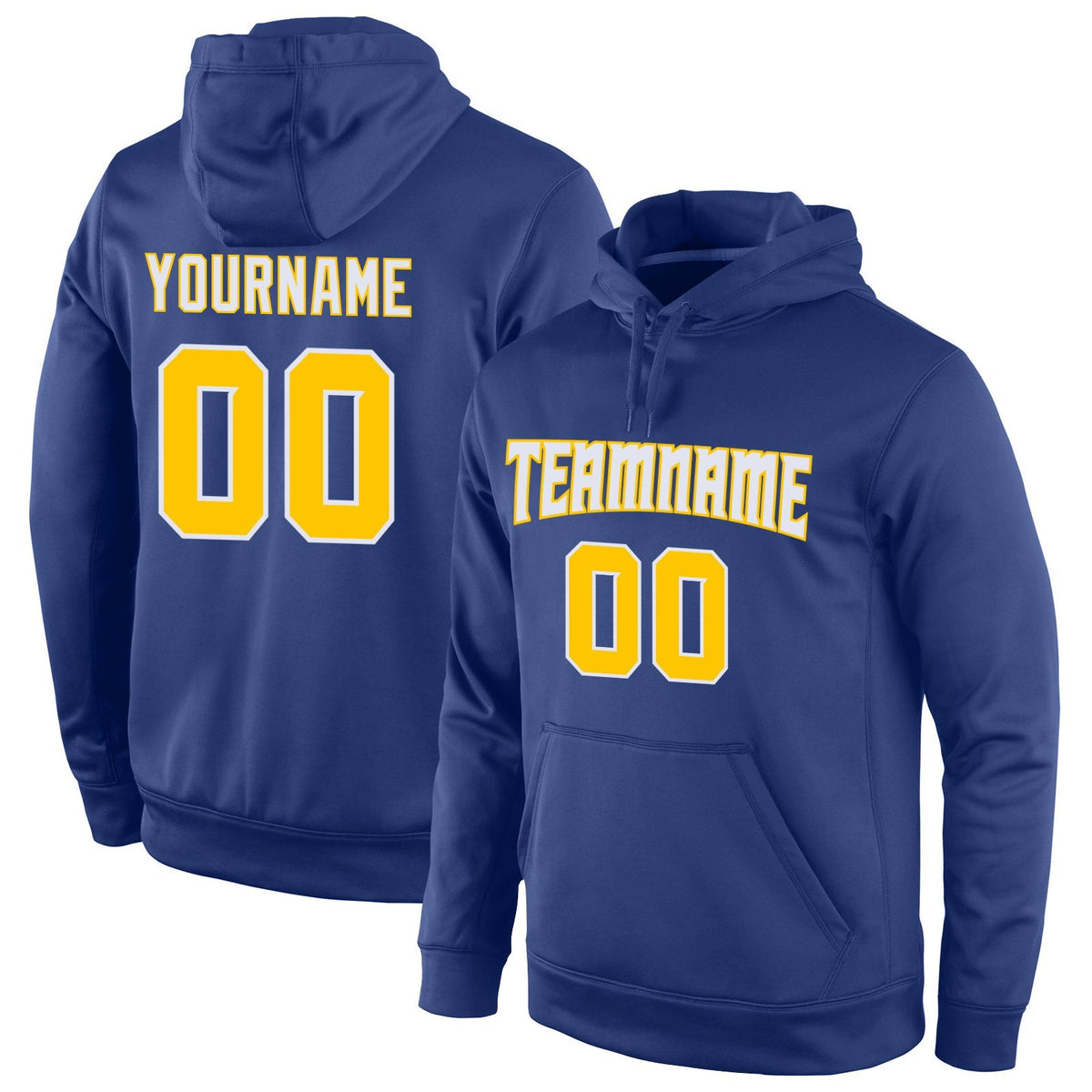 Custom Stitched Royal Gold-White Sports Pullover Sweatshirt Hoodie photo 1