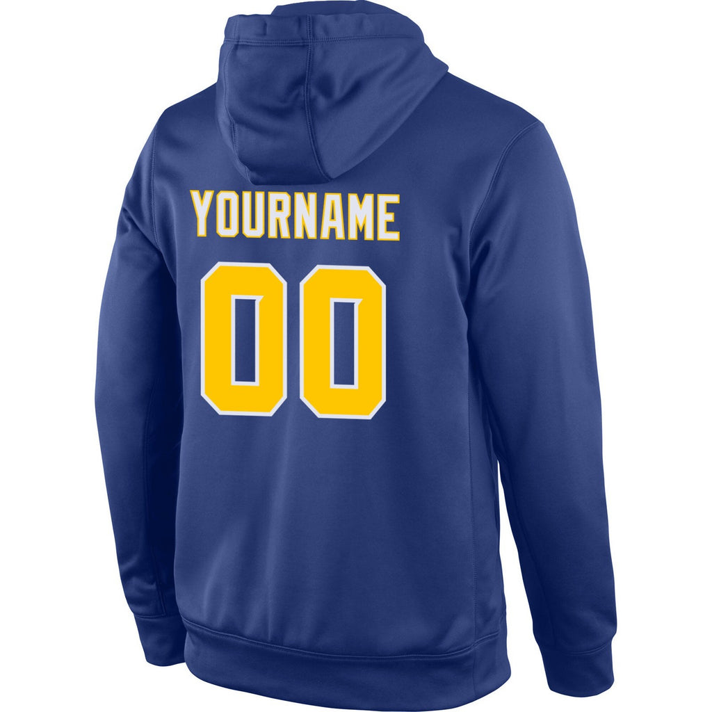 Custom Stitched Royal Gold-White Sports Pullover Sweatshirt Hoodie photo 3