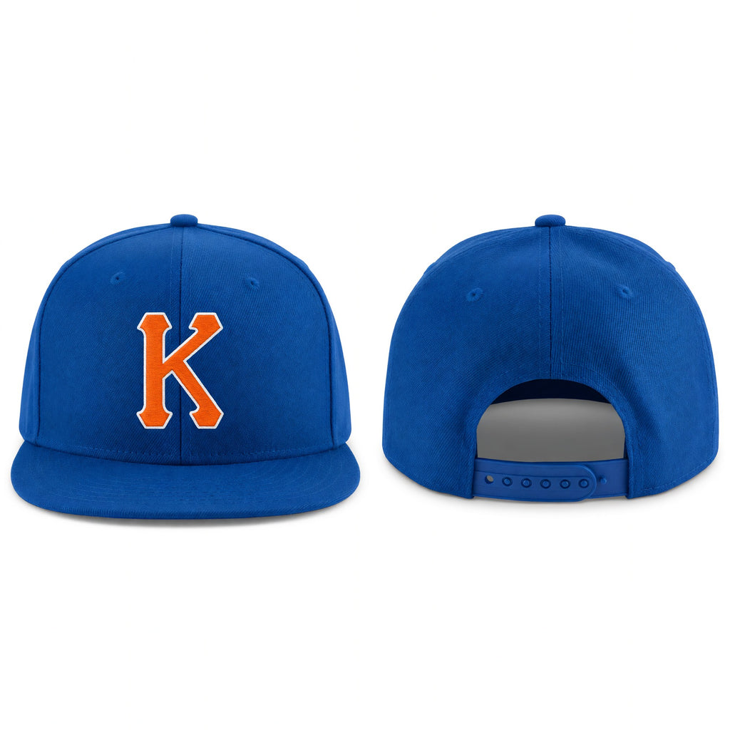 Custom Royal Orange-White Stitched Adjustable Snapback Hat