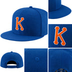 Custom Royal Orange-White Stitched Adjustable Snapback Hat detail