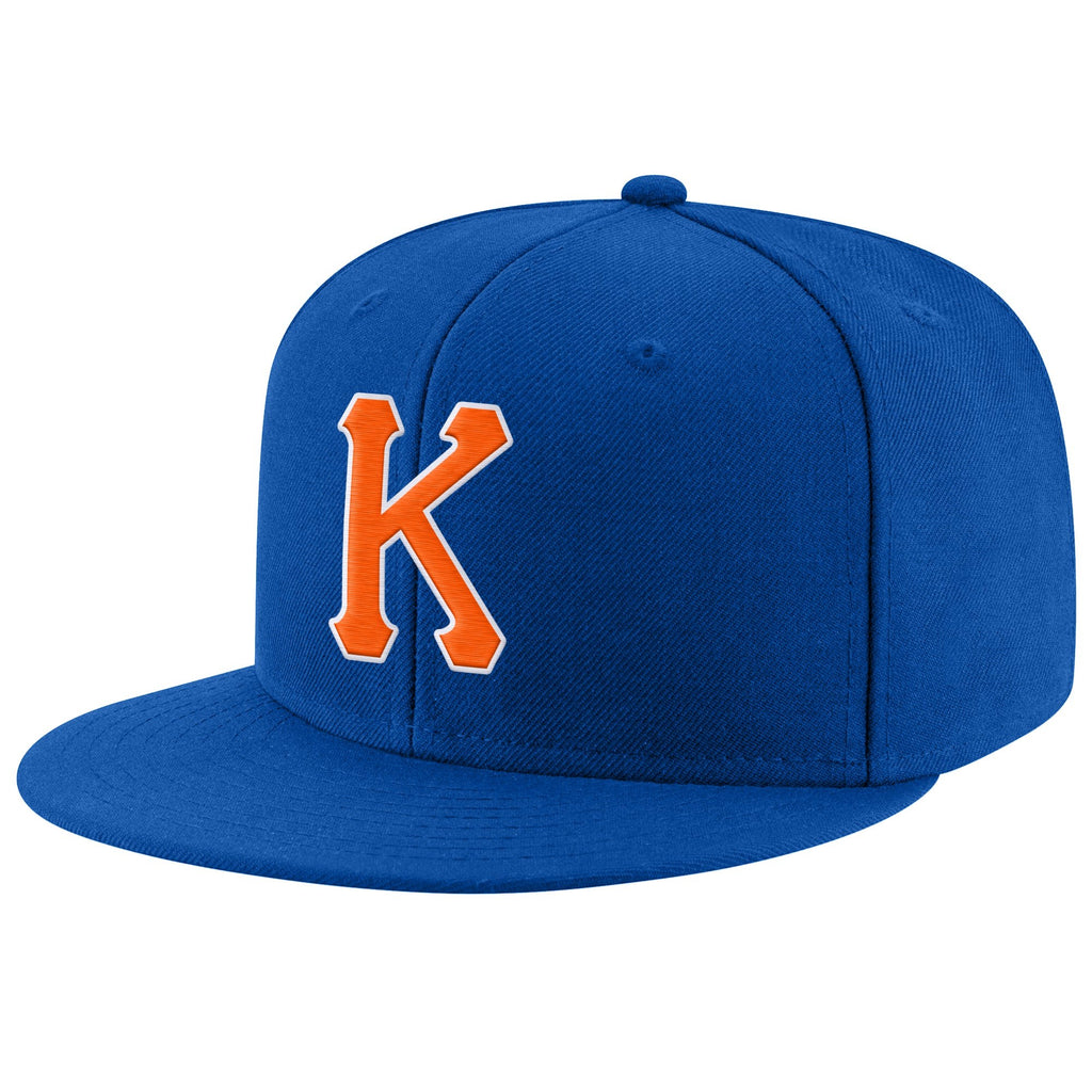 Custom Royal Orange-White Stitched Adjustable Snapback Hat photo 1