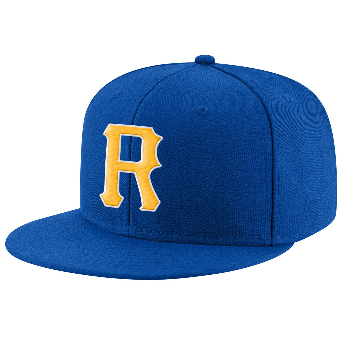 Custom Royal Gold-White Stitched Adjustable Snapback Hat photo 1