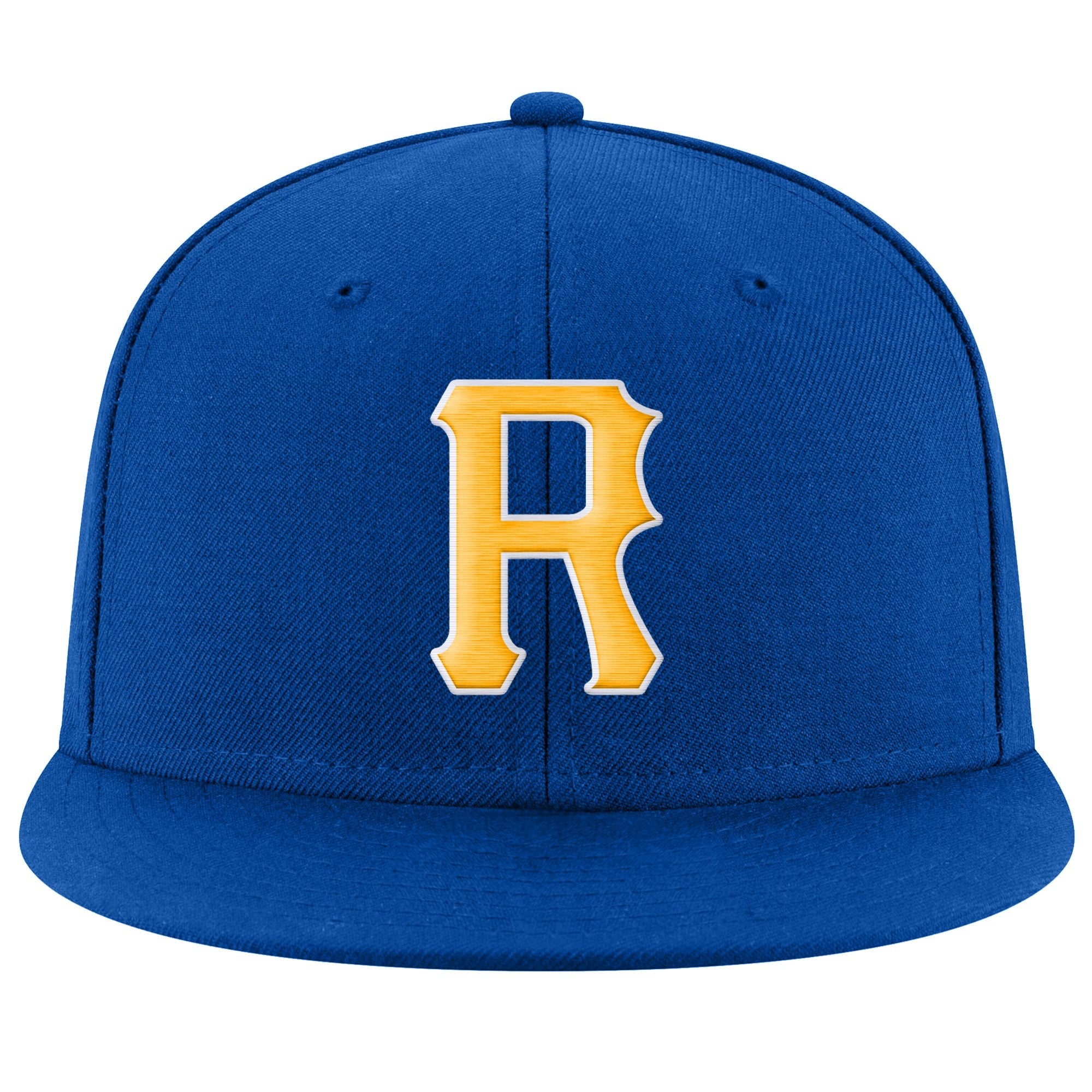 Custom Royal Gold-White Stitched Adjustable Snapback Hat photo 2