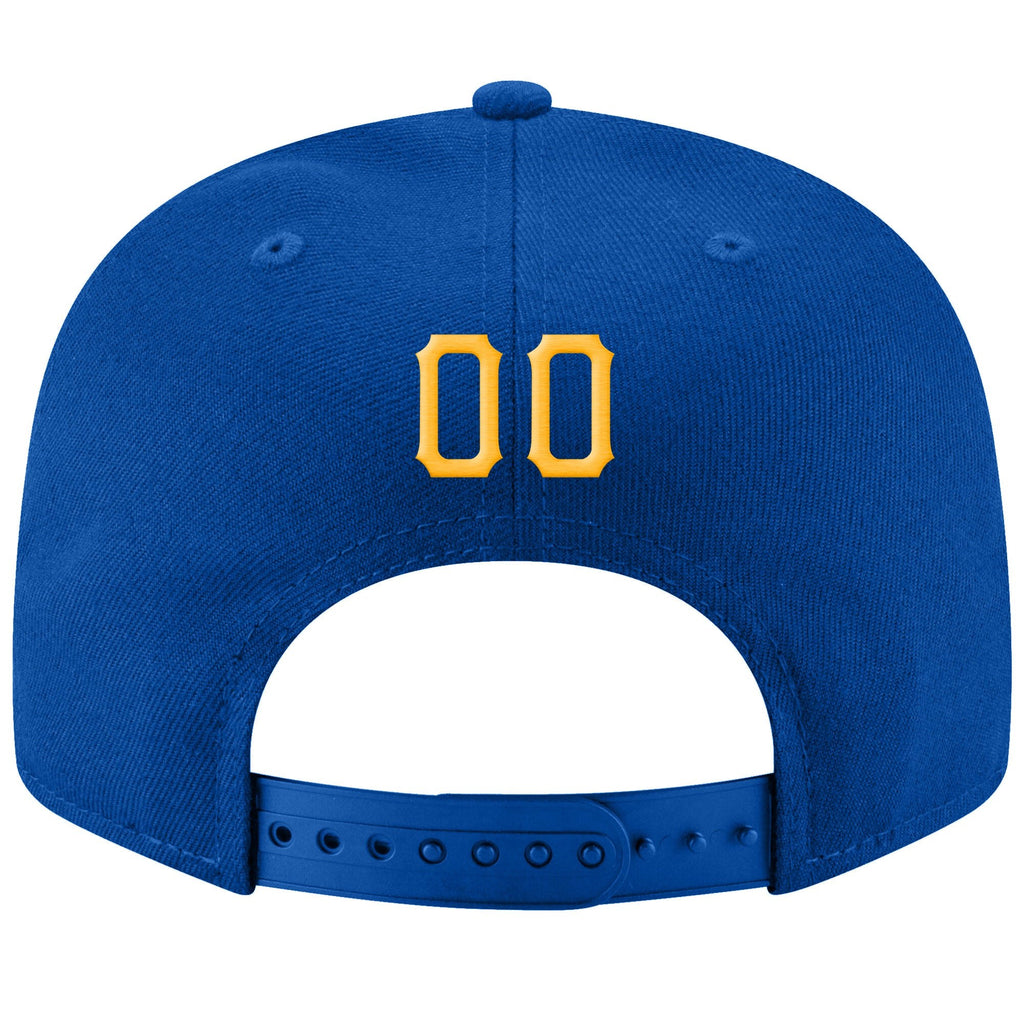 Custom Royal Gold-White Stitched Adjustable Snapback Hat photo 3