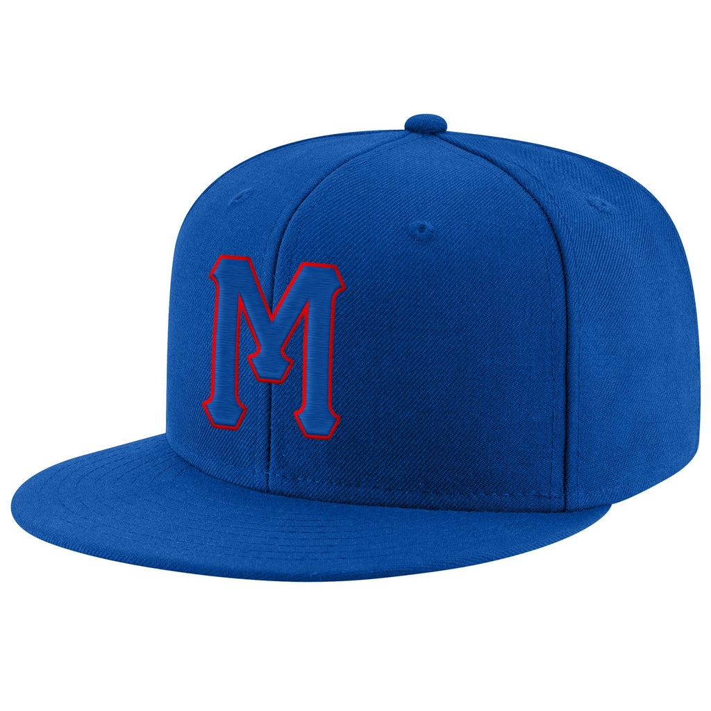 Custom Royal Royal-Red Stitched Adjustable Snapback Hat photo 1