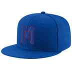 Custom Royal Royal-Red Stitched Adjustable Snapback Hat photo 1