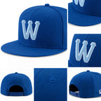 Custom Royal Light Blue-White Stitched Adjustable Snapback Hat detail