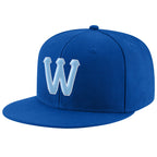 Custom Royal Light Blue-White Stitched Adjustable Snapback Hat photo 1