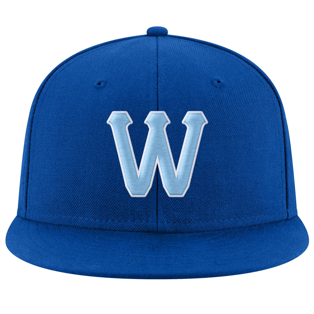 Custom Royal Light Blue-White Stitched Adjustable Snapback Hat photo 2