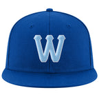 Custom Royal Light Blue-White Stitched Adjustable Snapback Hat photo 2