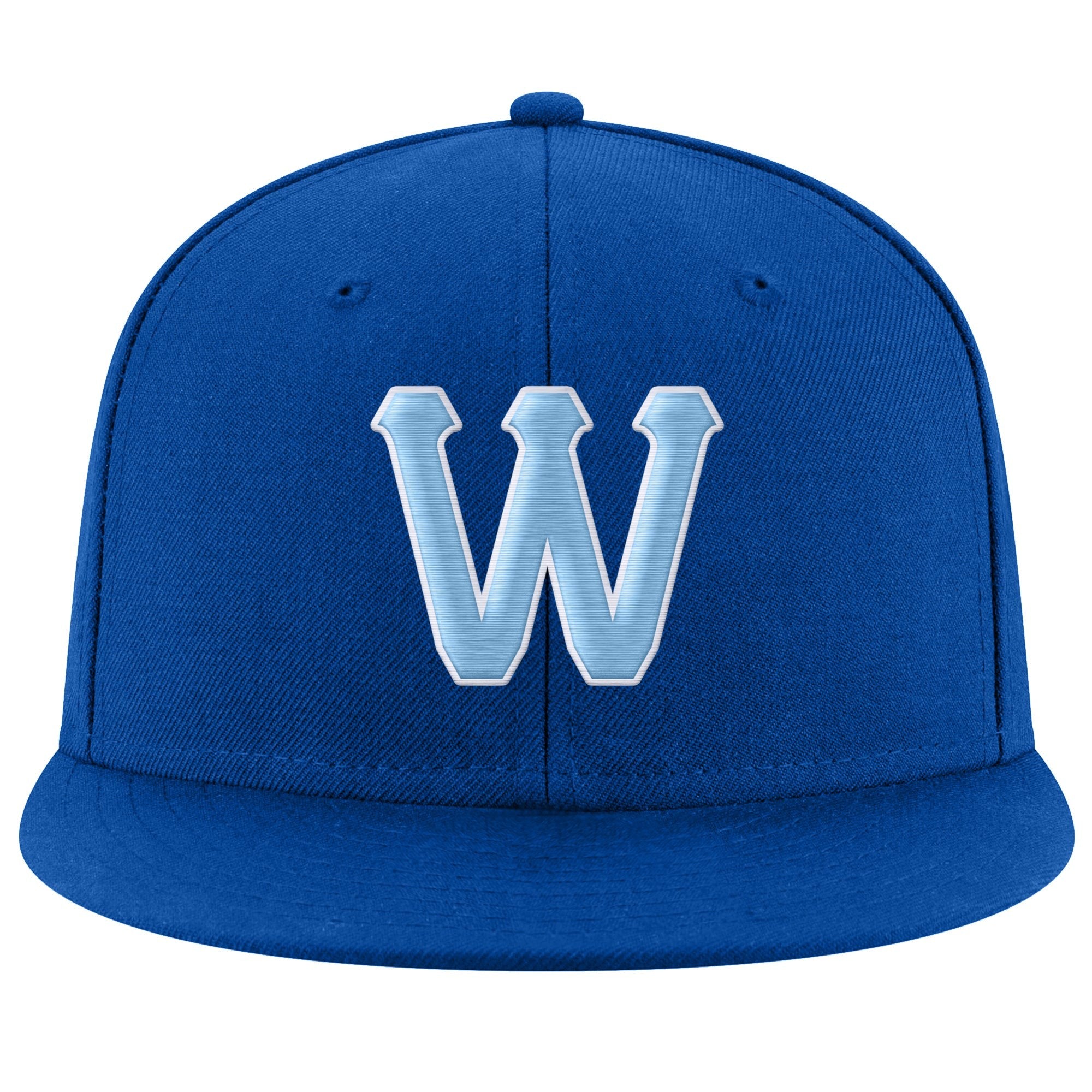 Custom Royal Light Blue-White Stitched Adjustable Snapback Hat photo 2