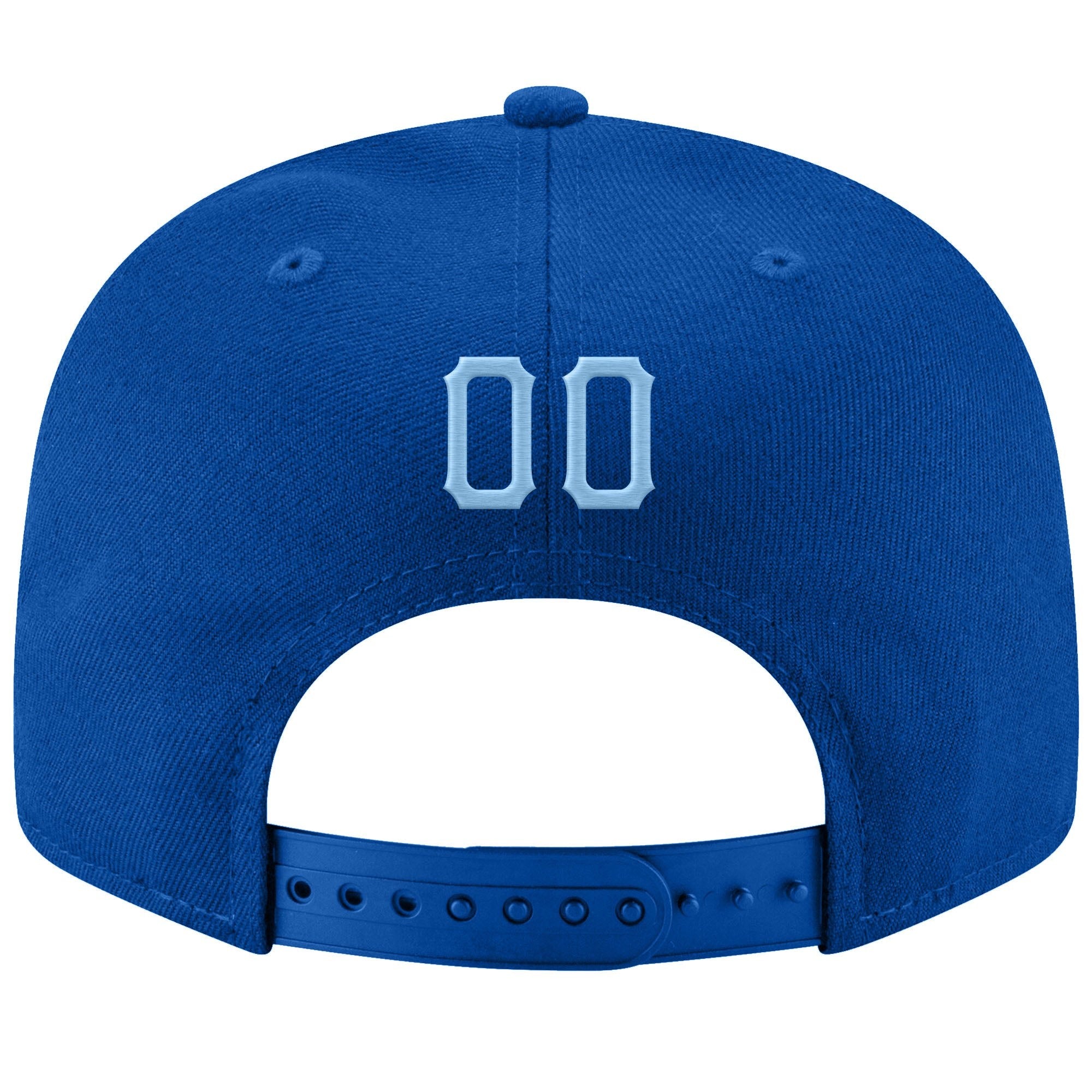 Custom Royal Light Blue-White Stitched Adjustable Snapback Hat photo 3