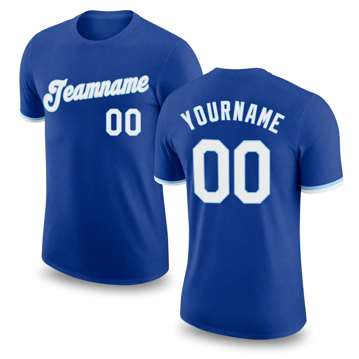 Custom Royal White-Light Blue Performance T-Shirt