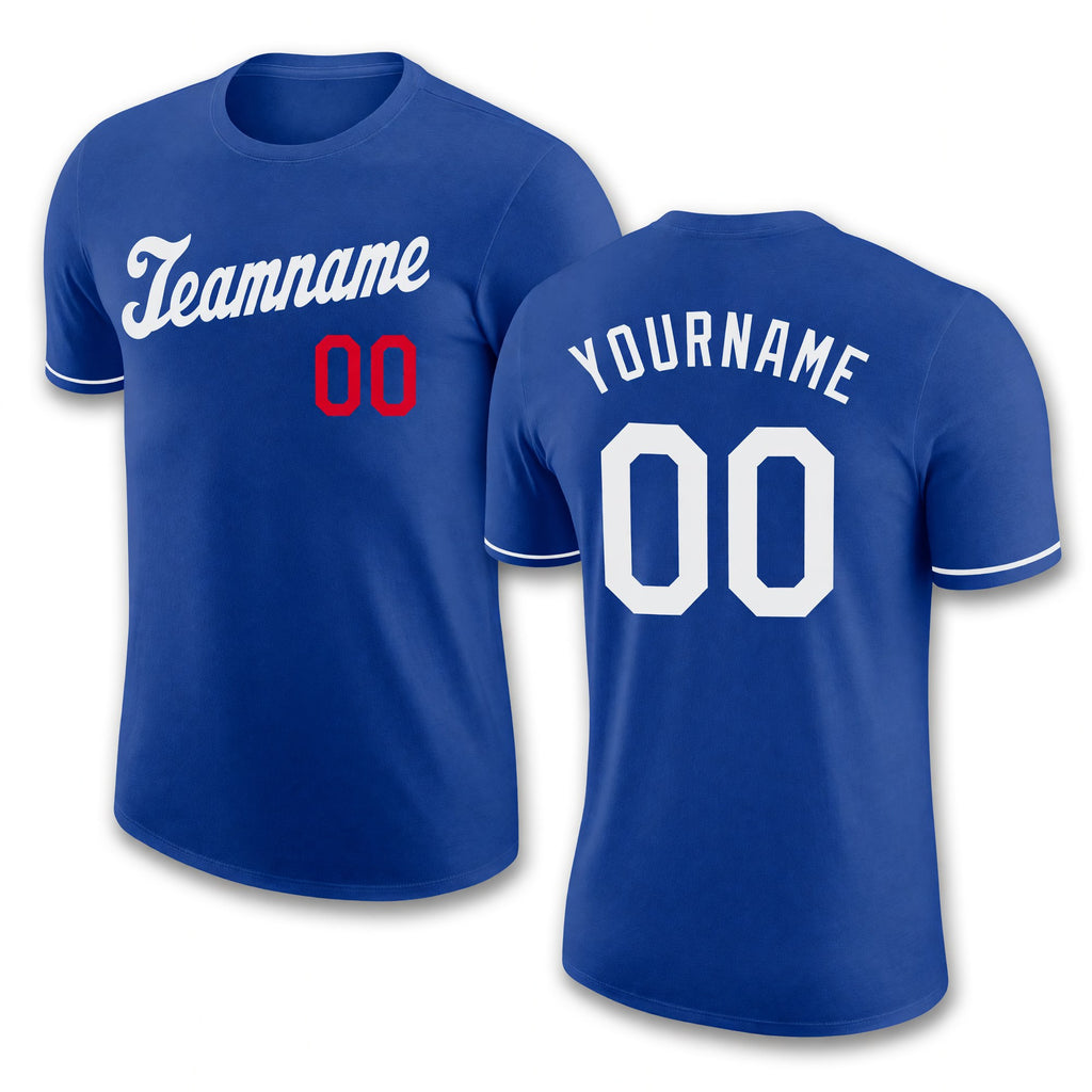 Custom Royal White-Red Performance T-Shirt