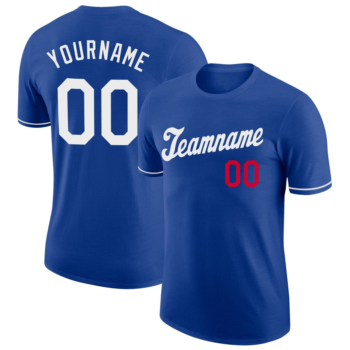 Custom Royal White-Red Performance T-Shirt photo 1