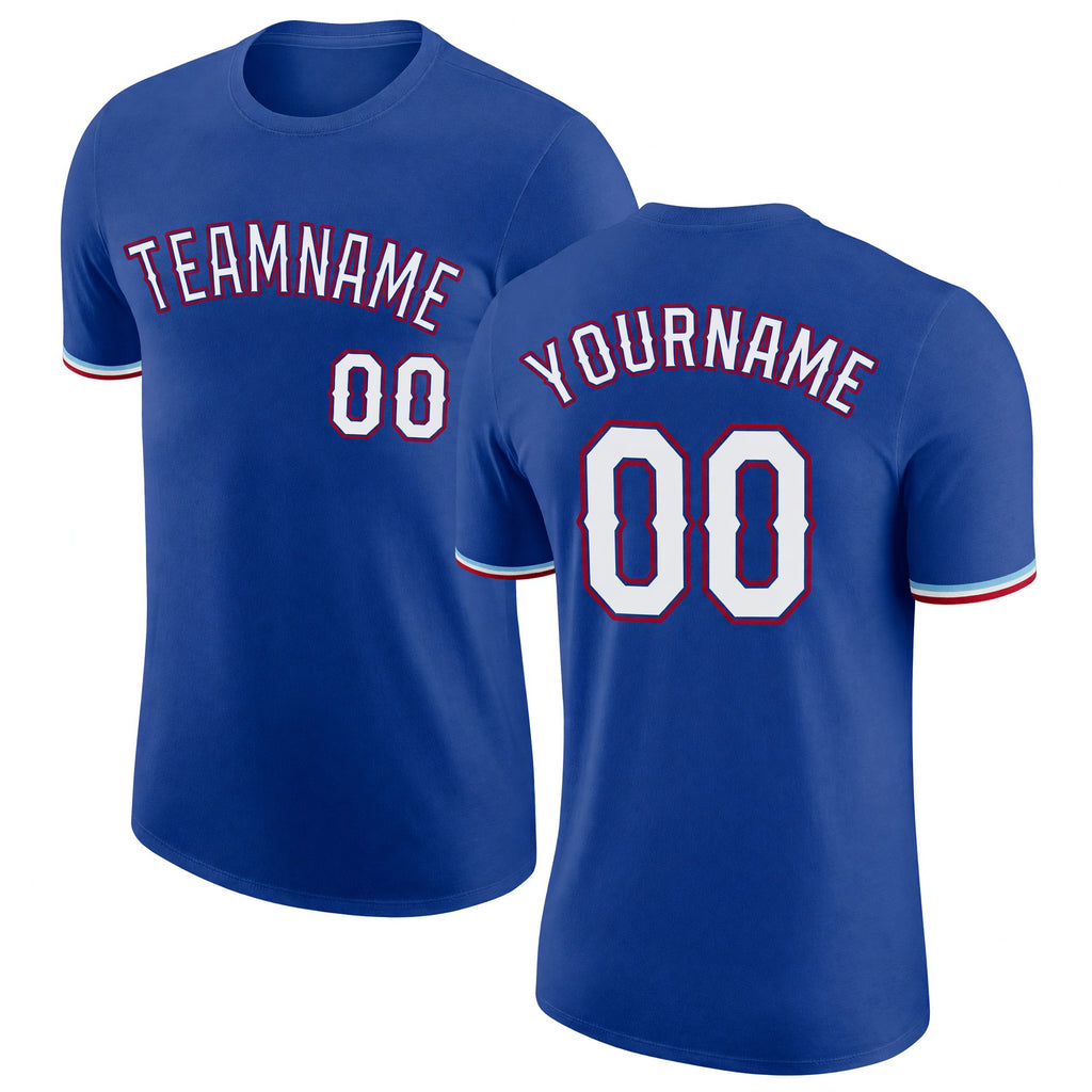 Custom Royal White-Red Performance T-Shirt