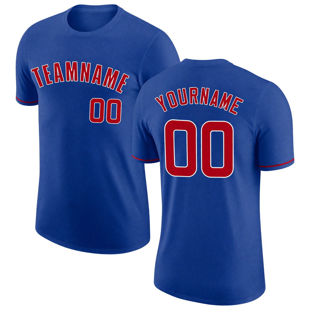 Custom Royal Red-White Performance T-Shirt